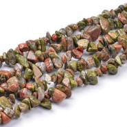 Chips stone Perlen ± 5x8mm Unakite - Olive earth brown